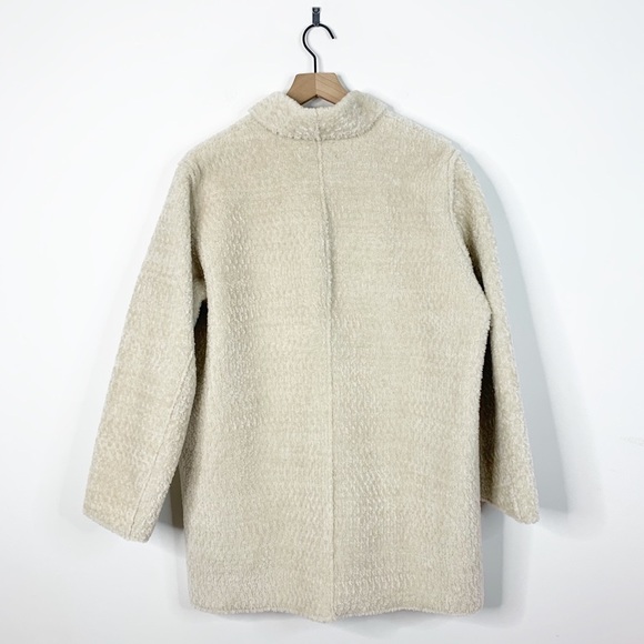 The Kooples Ivory Faux Fur Sherling Button Coat L - Picture 6 of 8